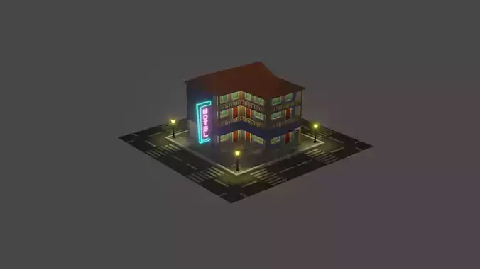 Motel building with neon lights