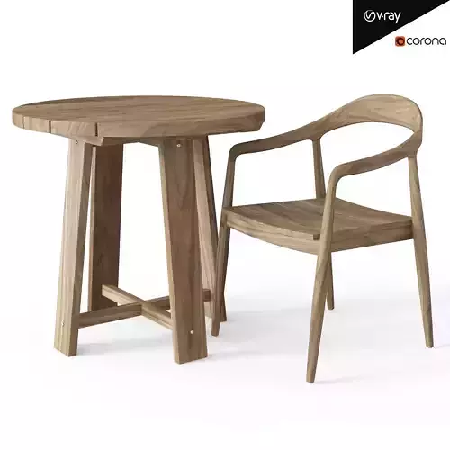 Bradley Cafe Table and Rigby Armchair Low-poly 3D model