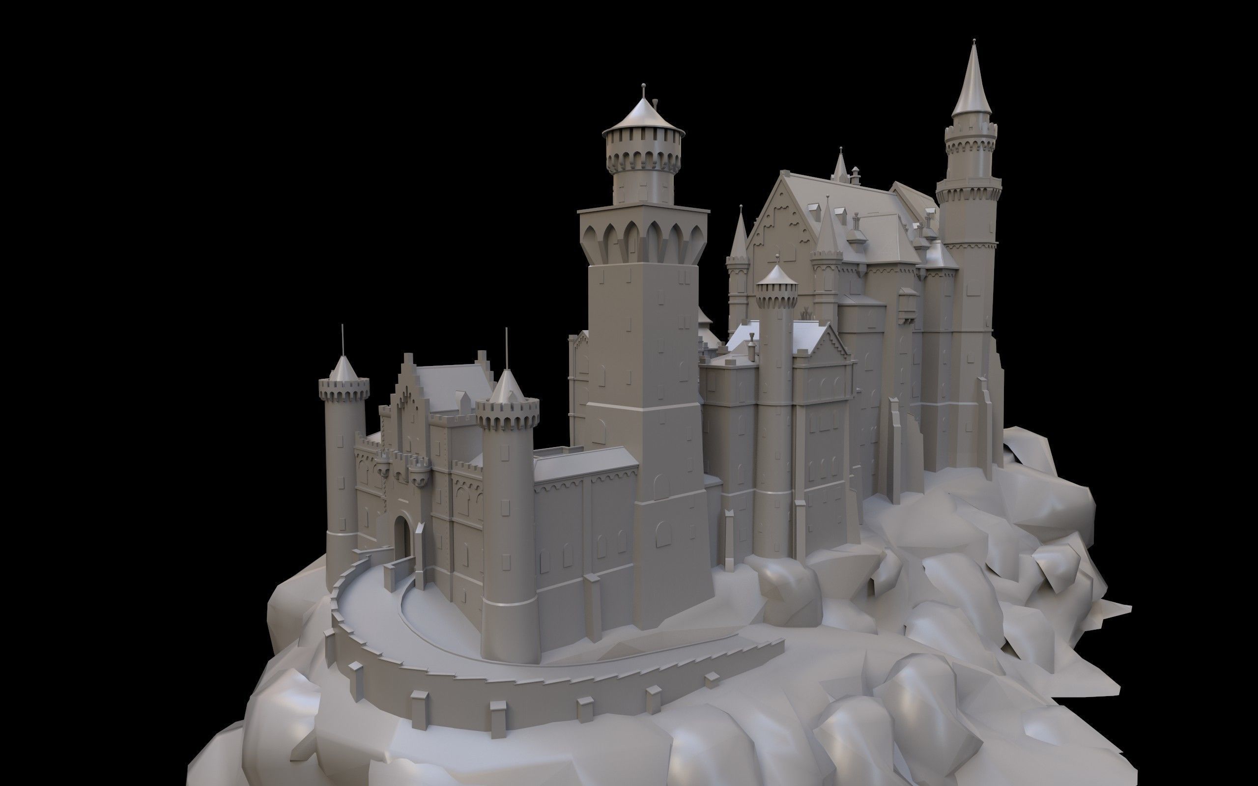 Neuschwanstein Castle Low-poly 3D model_2