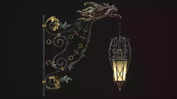 Victorian Street Light Cat Low-poly 3D model