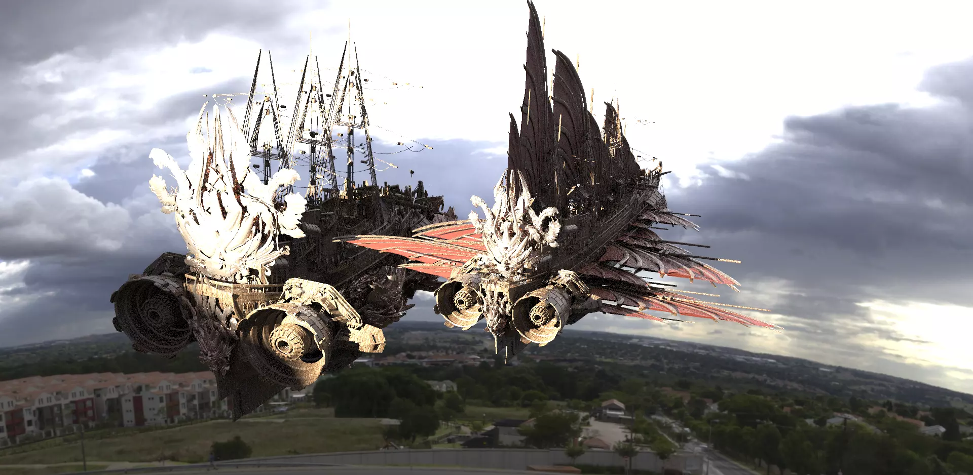 Samurai Airship Dragon Master 2 versions 3D model_0