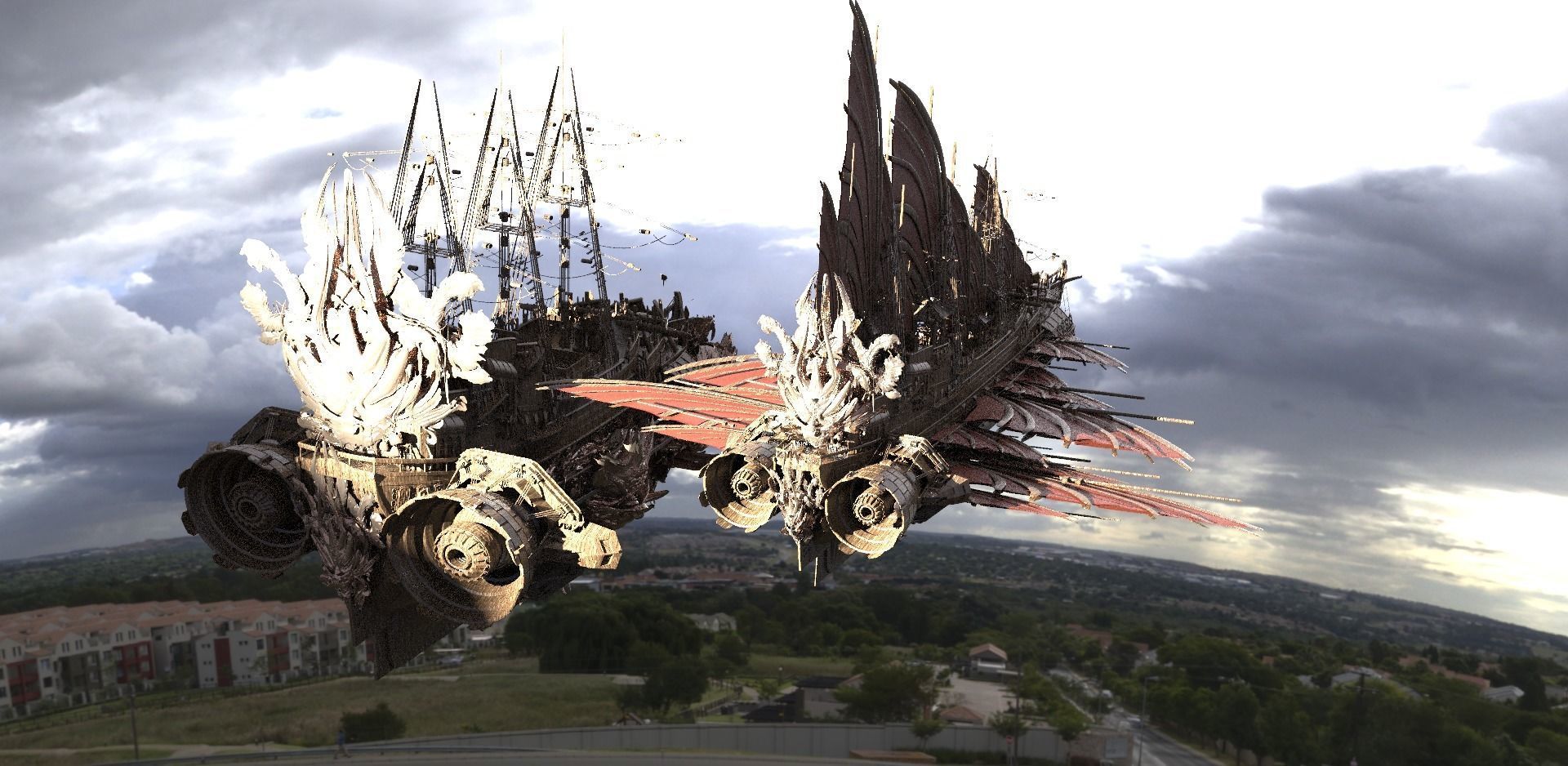 Samurai Airship Dragon Master 2 versions 3D model_1