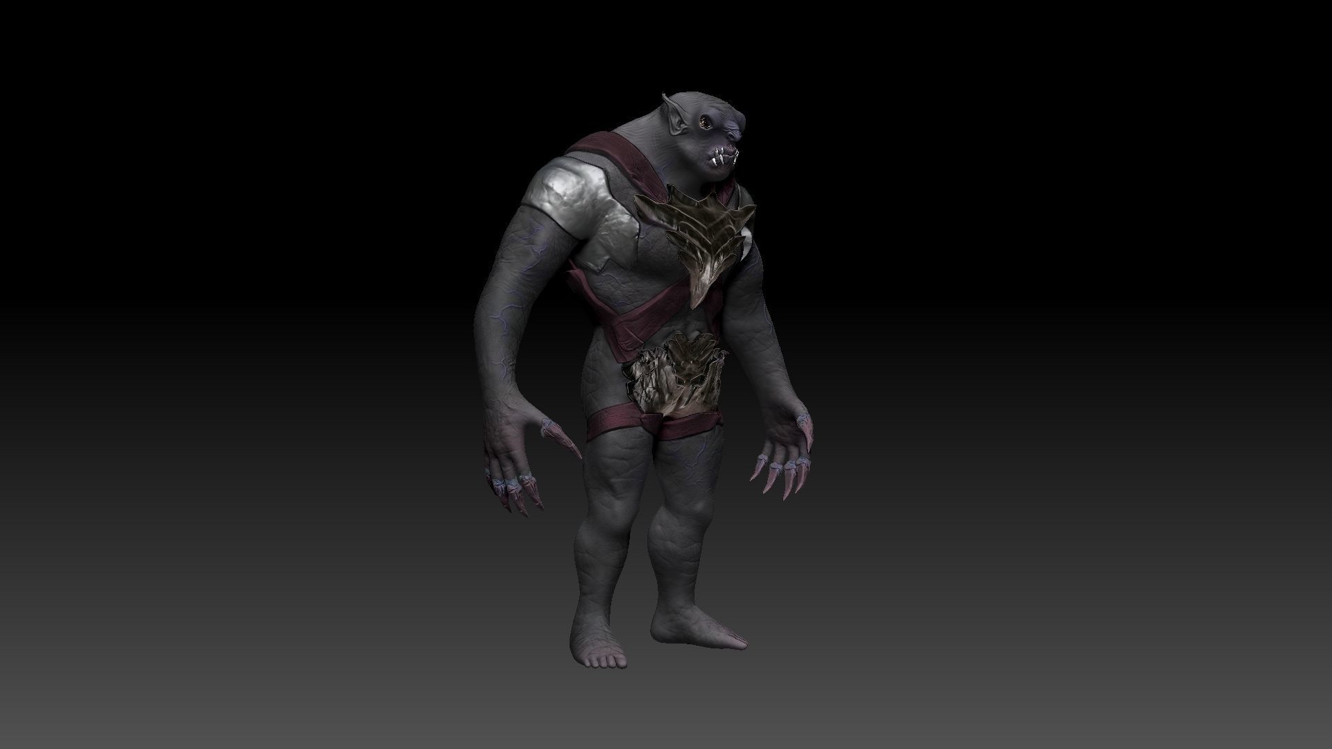 Armored Amphibium Creature Low-poly 3D model_1