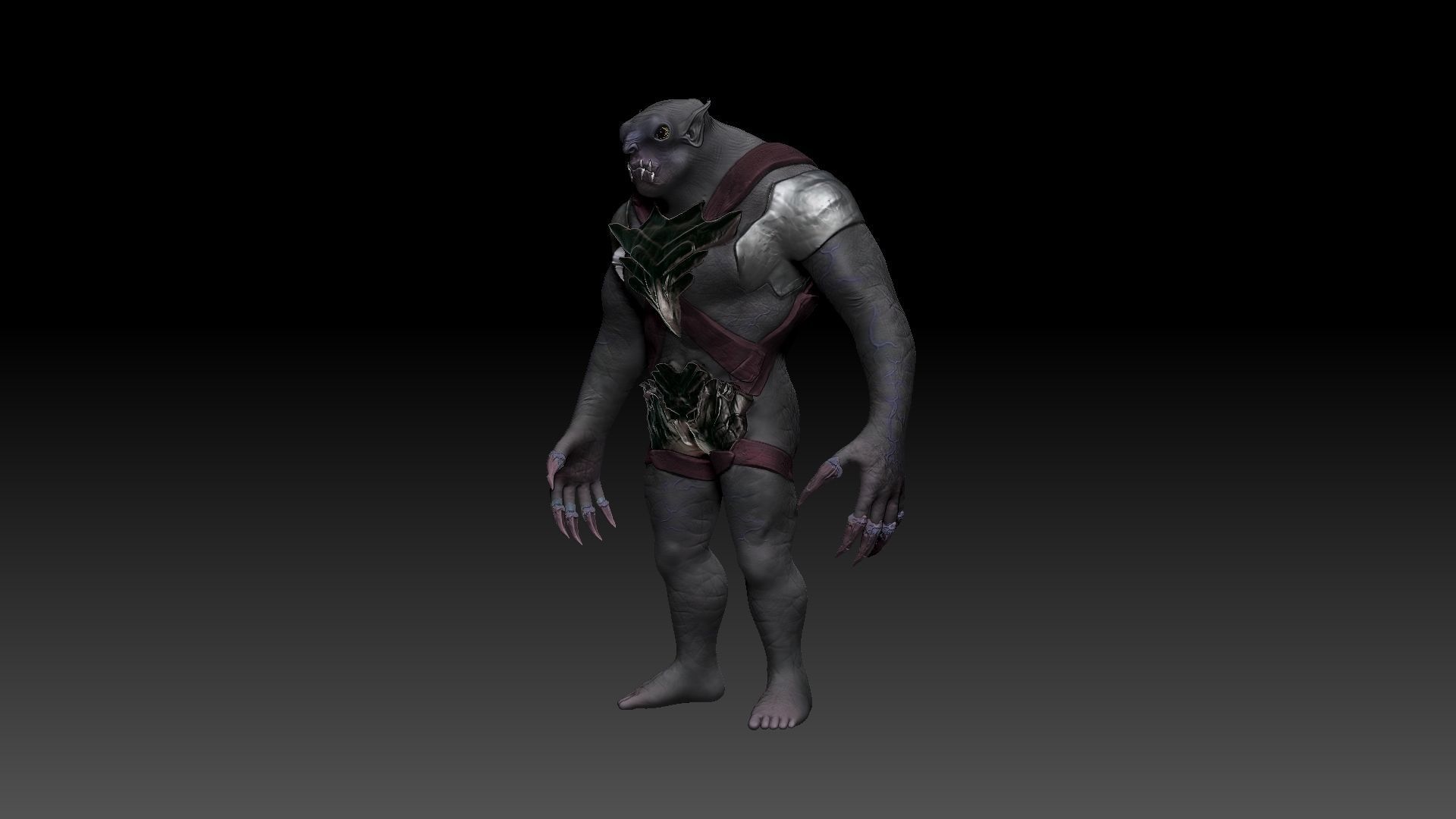 Armored Amphibium Creature Low-poly 3D model_7