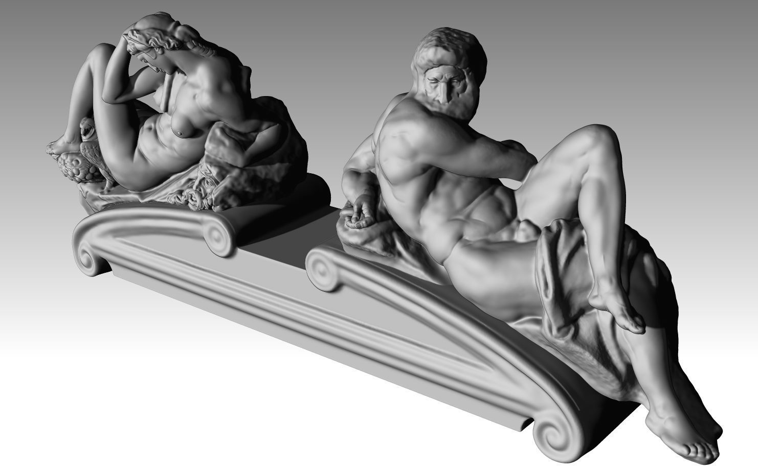 day and night by michelangelo  buonarroti 3D print model_2