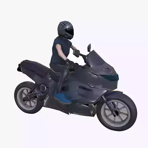 Motor Bike Rider Low-poly 3D model
