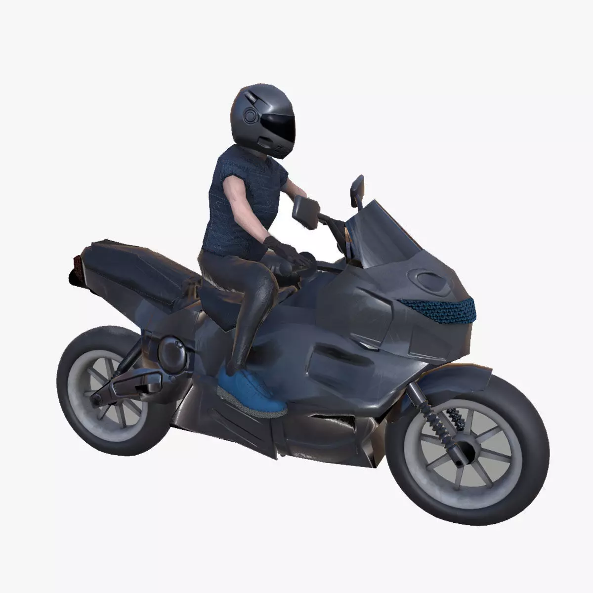 Motor Bike Rider Low-poly 3D model_0