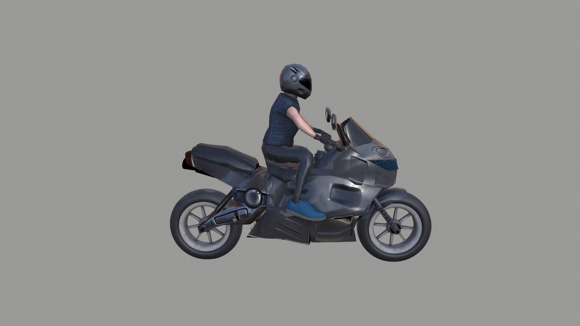 Motor Bike Rider Low-poly 3D model_3