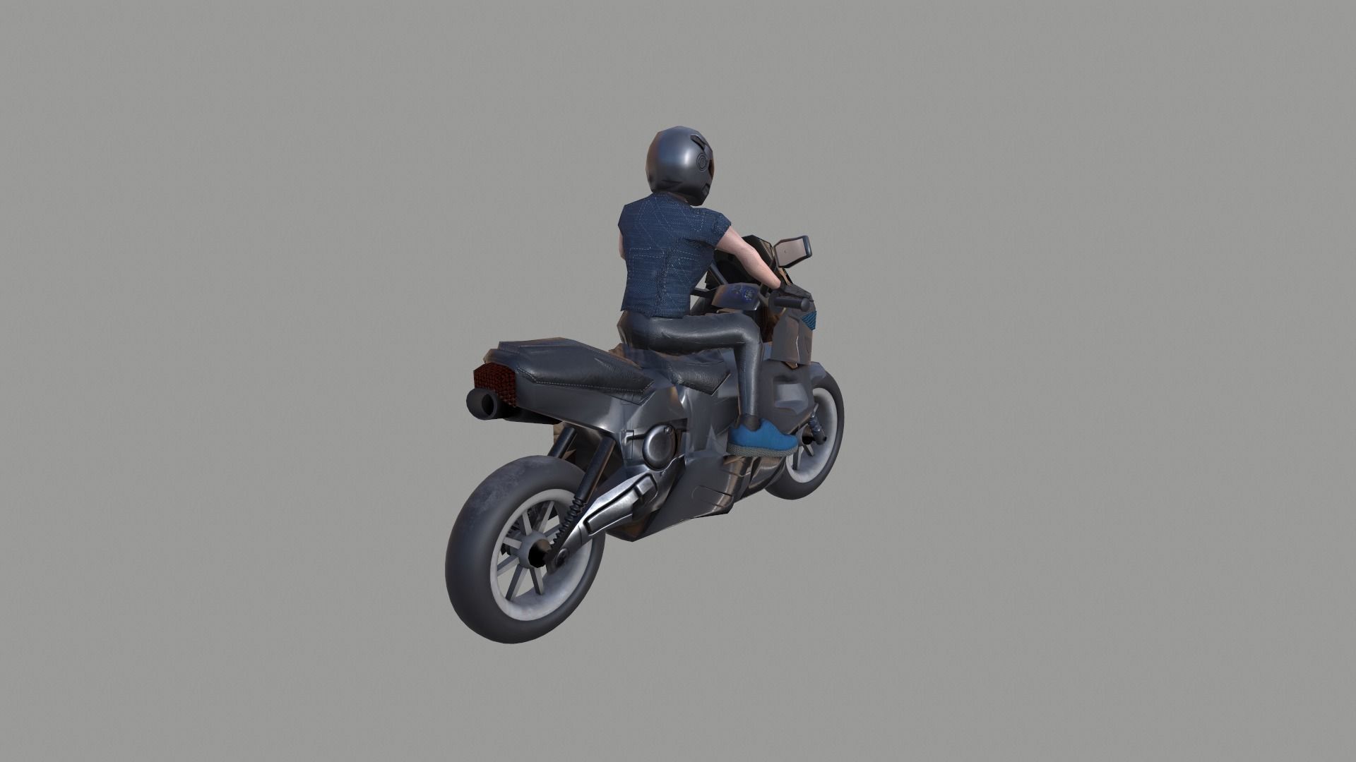 Motor Bike Rider Low-poly 3D model_4