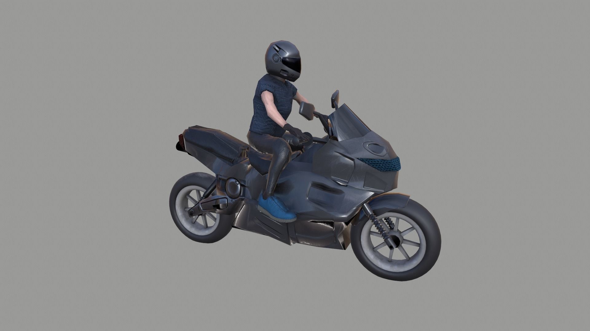 Motor Bike Rider Low-poly 3D model_1