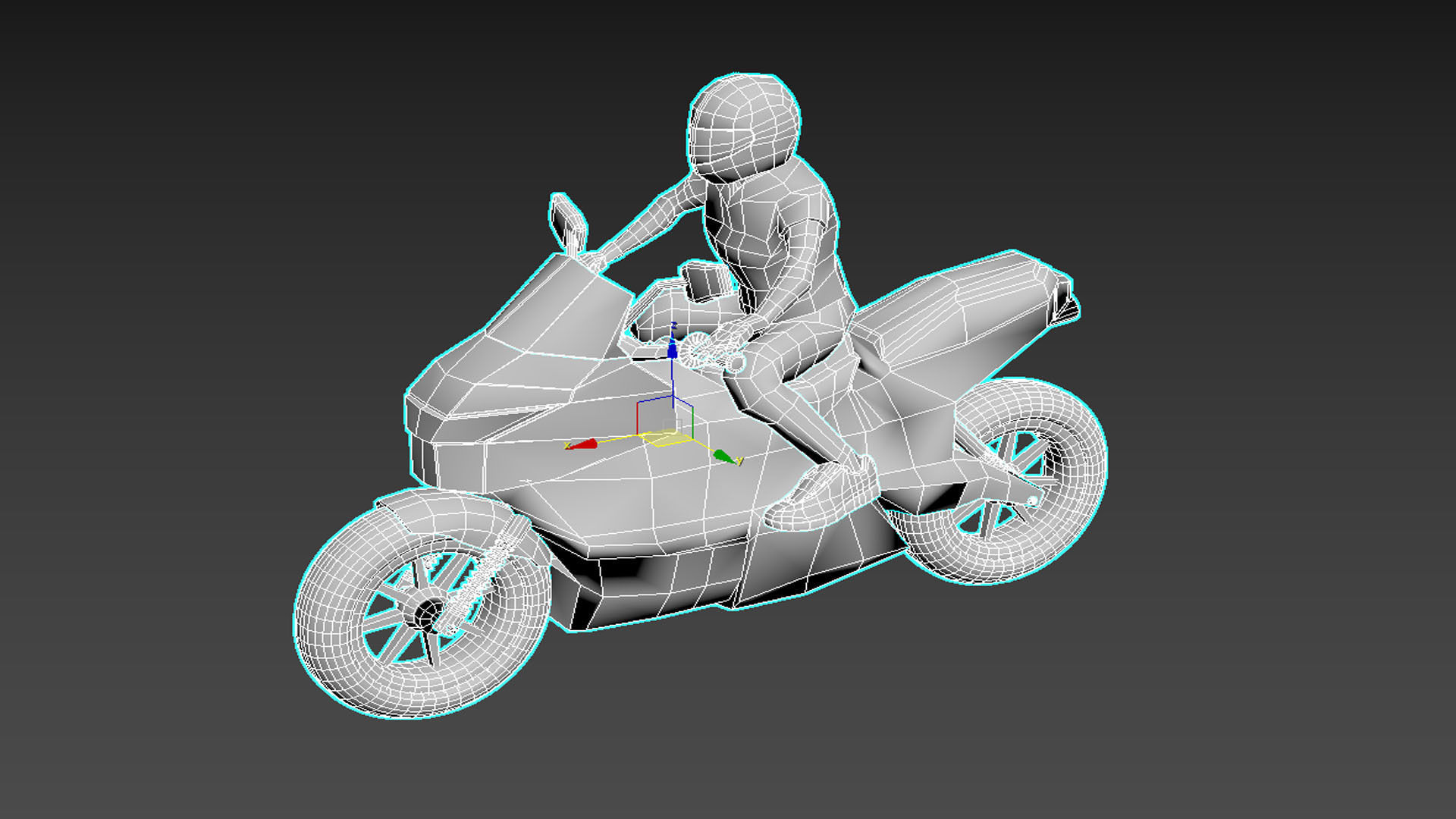 Motor Bike Rider Low-poly 3D model_6