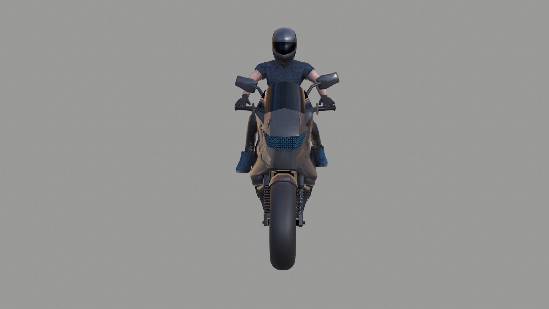 Motor Bike Rider Low-poly 3D model_5
