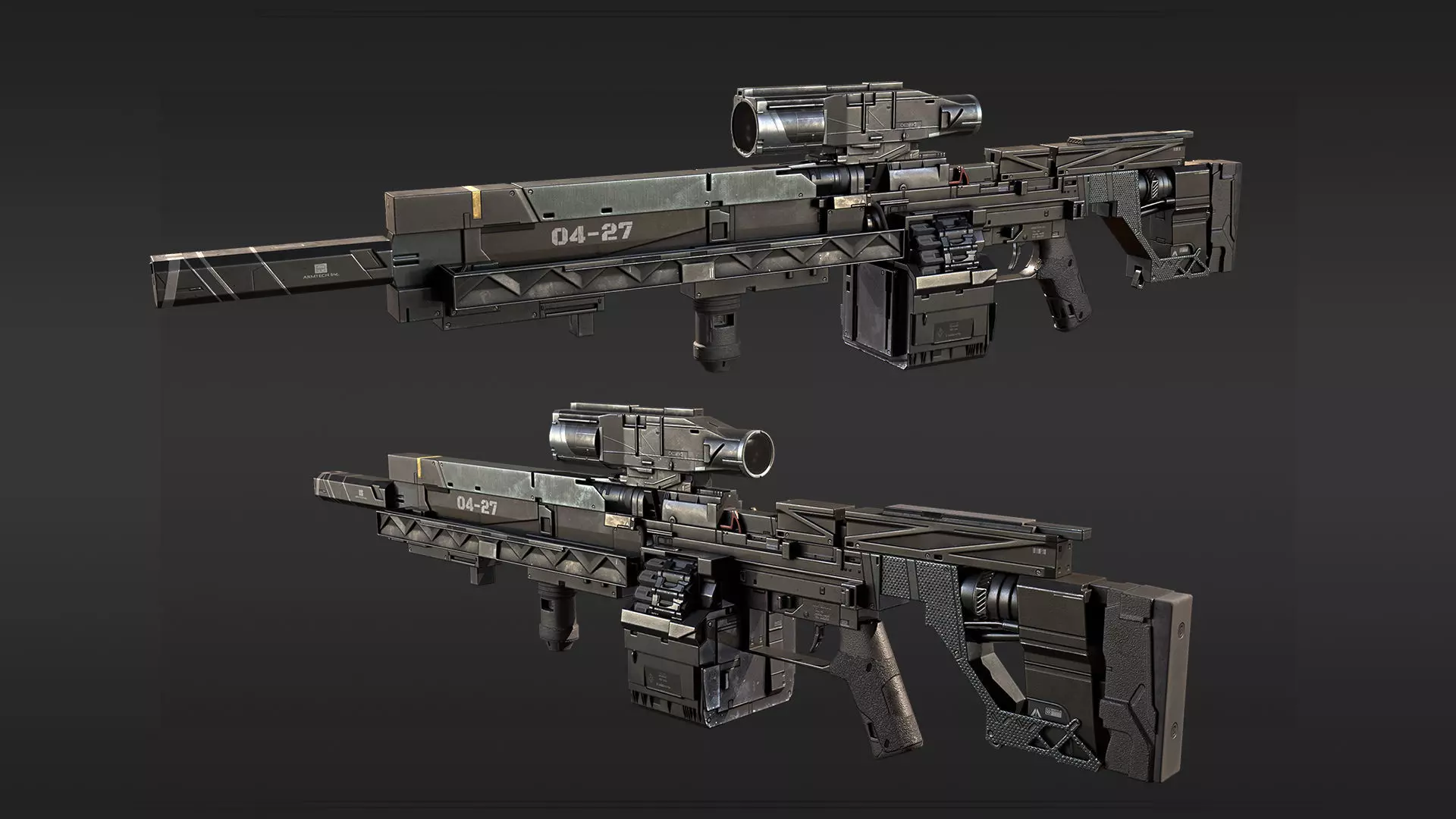 Modular Sci-fi gun Low-poly 3D model