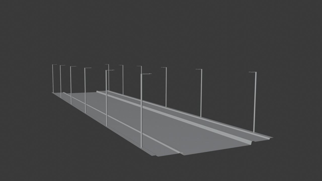 Road 3d model at night with street lights Free 3D model_1