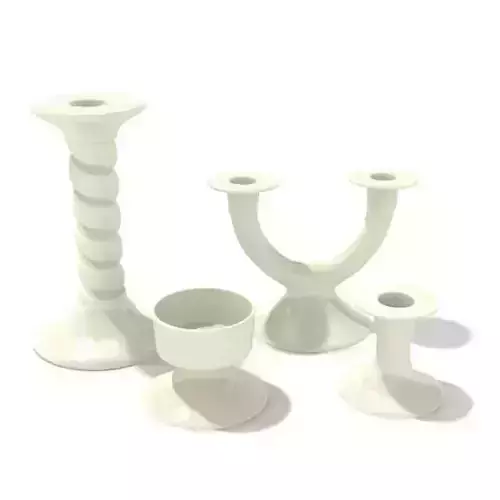 Modern White Porcelain Candle Holder Set