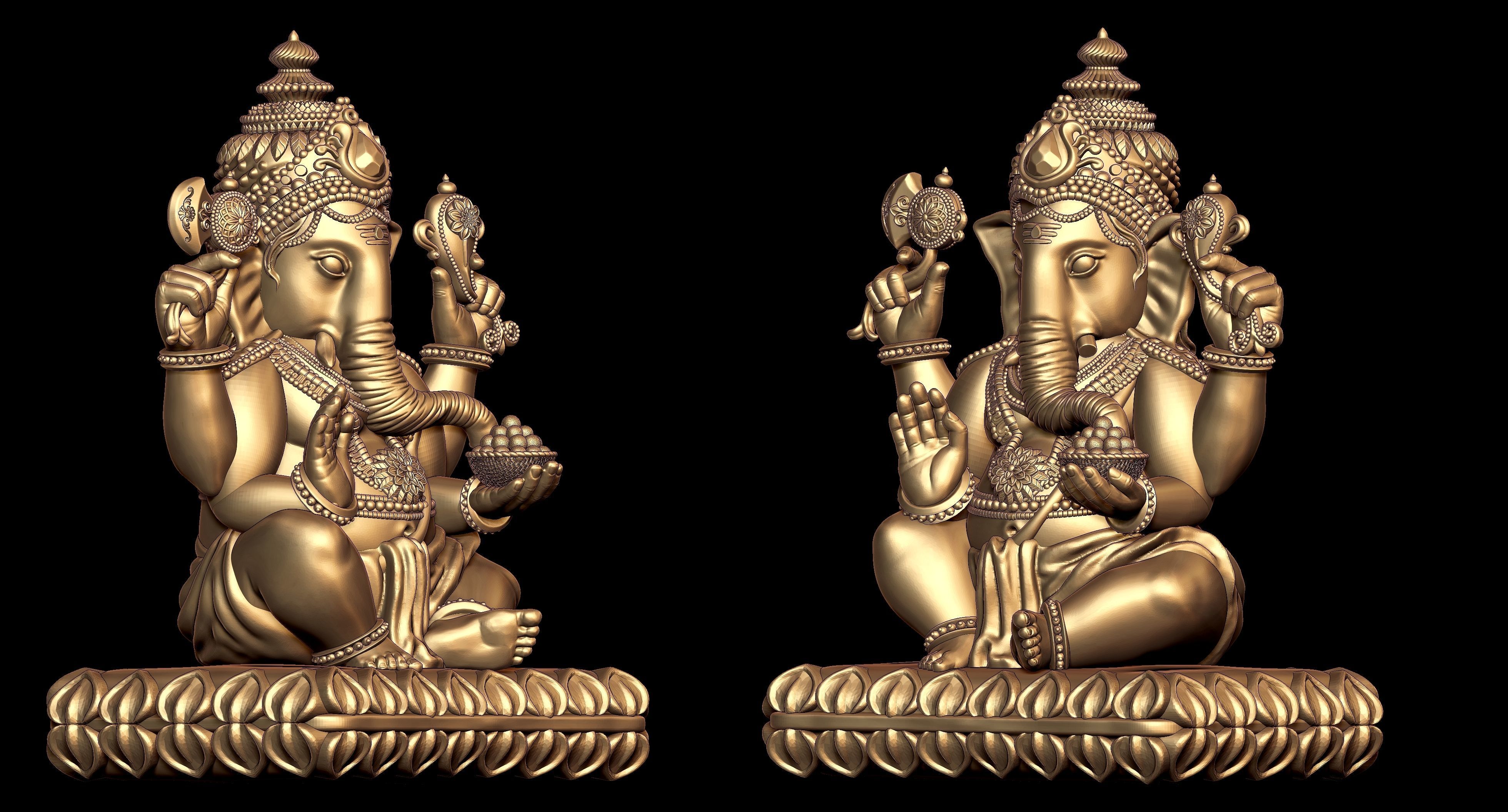 Ganesh Ji Lotus 3D  Model 05 3D print model_4