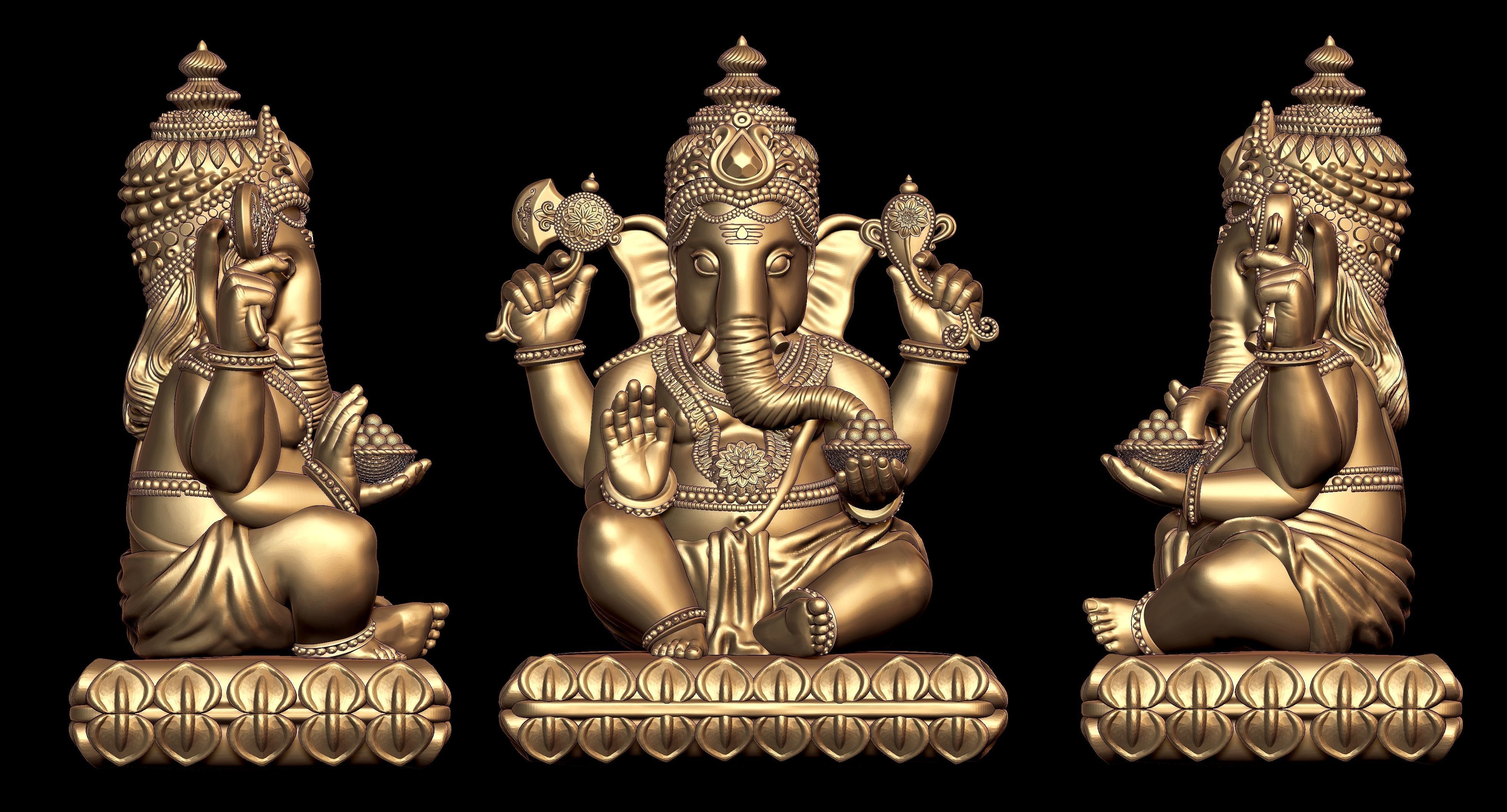 Ganesh Ji Lotus 3D  Model 05 3D print model_6
