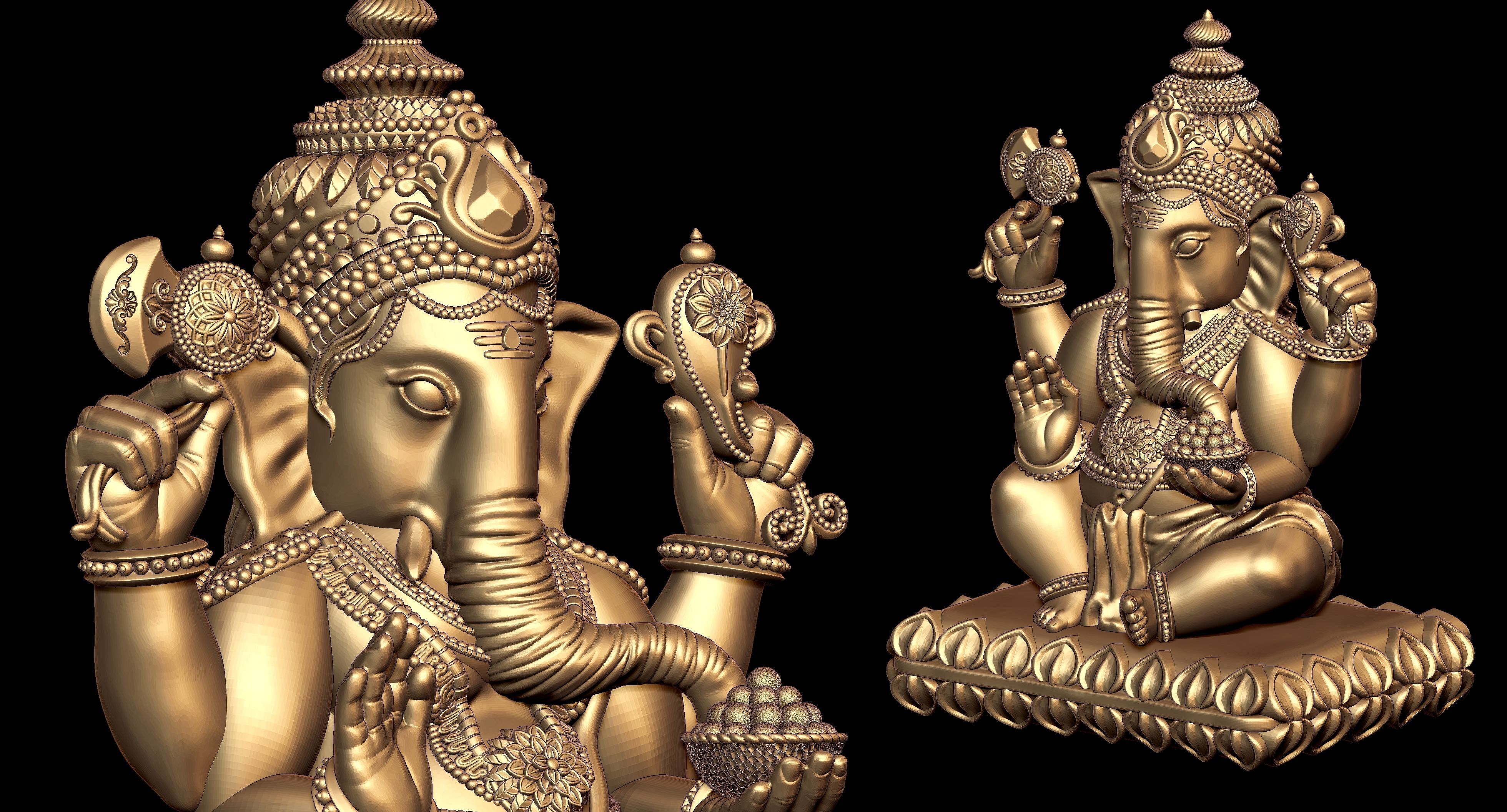 Ganesh Ji Lotus 3D  Model 05 3D print model_5