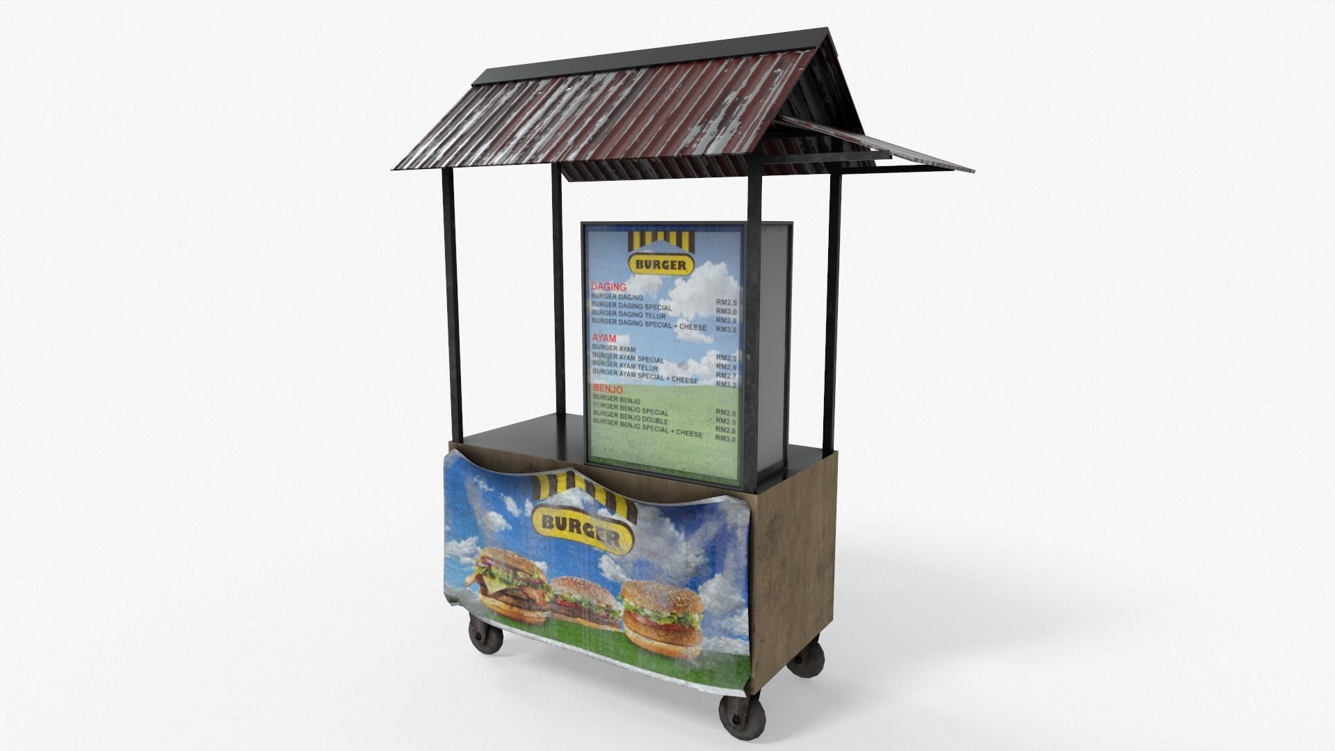 Burger Stall Low-poly 3D model_2