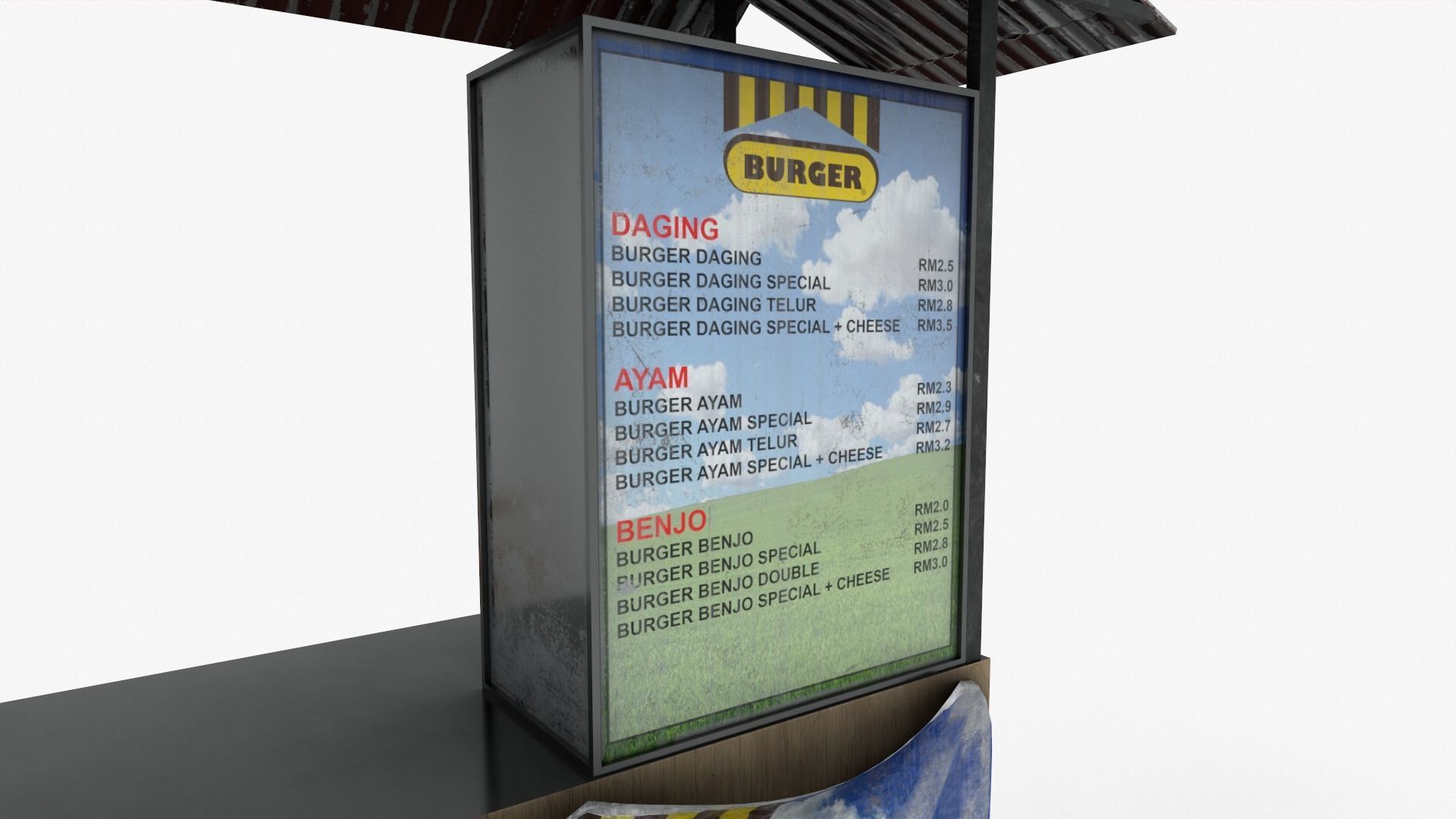 Burger Stall Low-poly 3D model_5