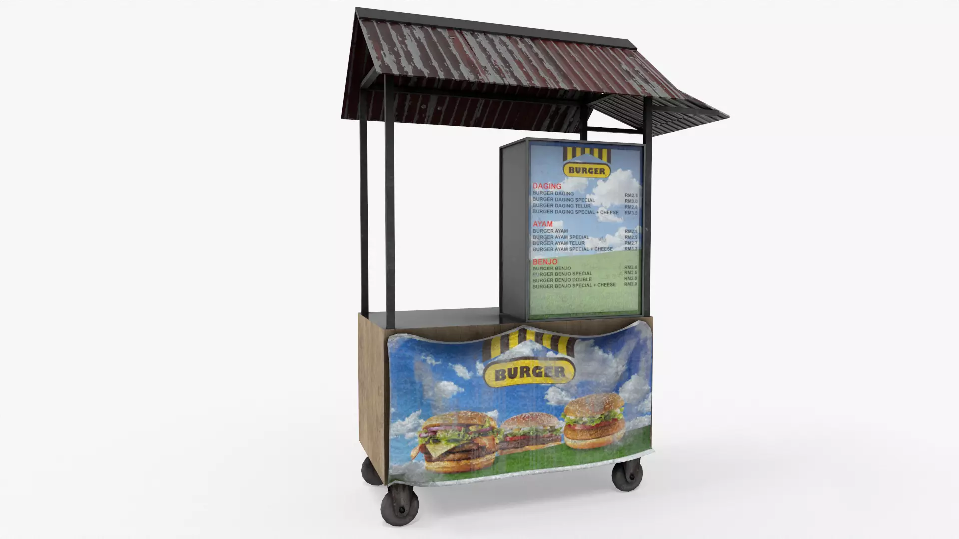 Burger Stall Low-poly 3D model_0