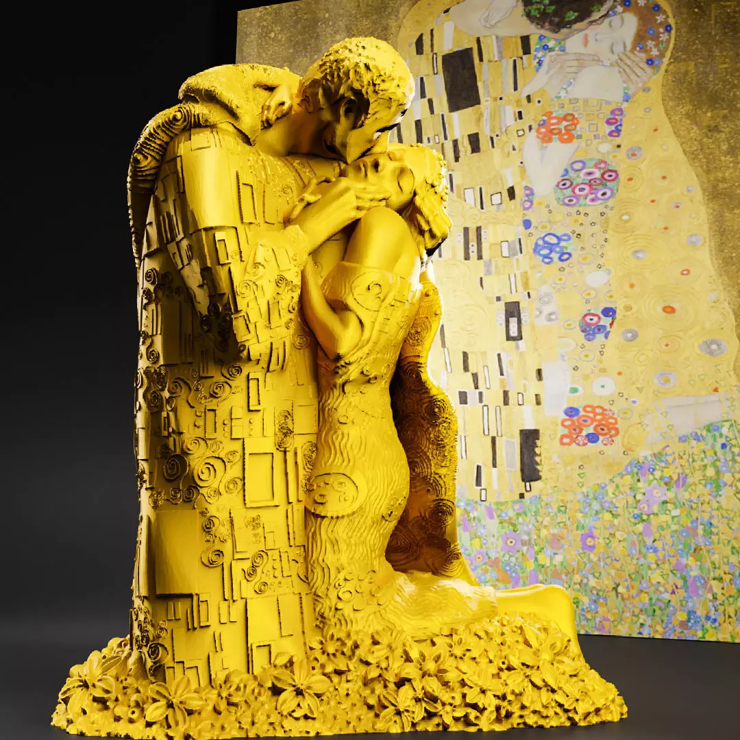 Klimt The kiss  3d printable stl 3D print model_0