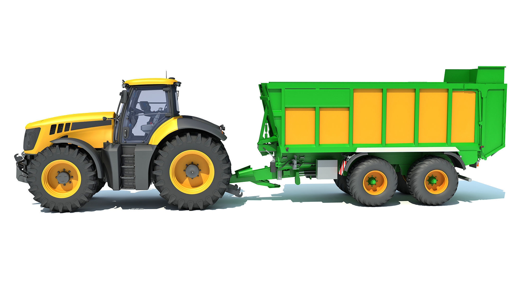 Farm Tractor with Trailer 3D model_2