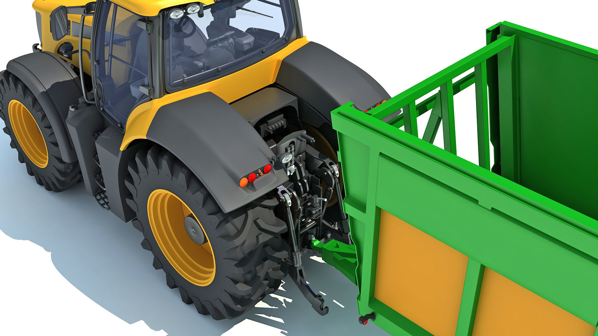 Farm Tractor with Trailer 3D model_14