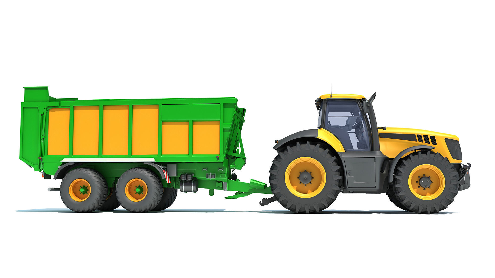 Farm Tractor with Trailer 3D model_8