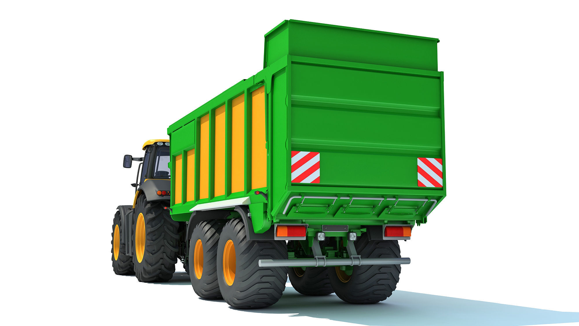 Farm Tractor with Trailer 3D model_5