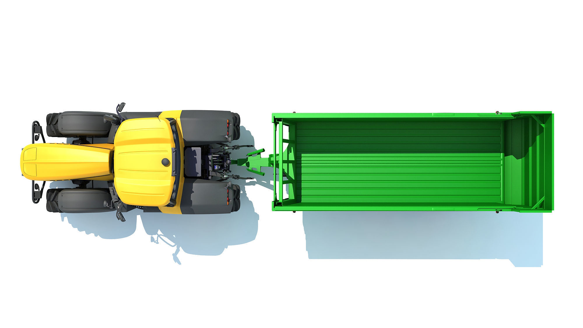 Farm Tractor with Trailer 3D model_11