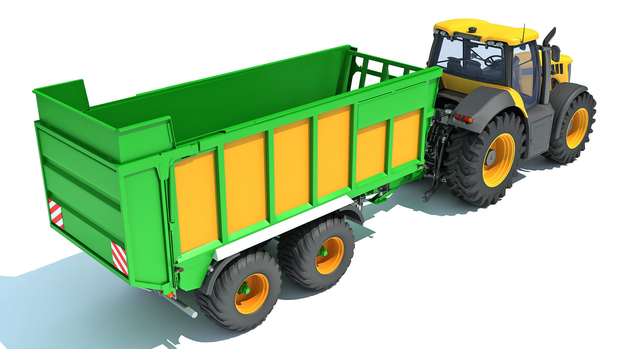 Farm Tractor with Trailer 3D model_6