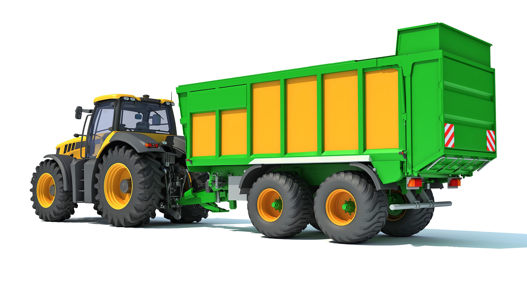 Farm Tractor with Trailer 3D model_4