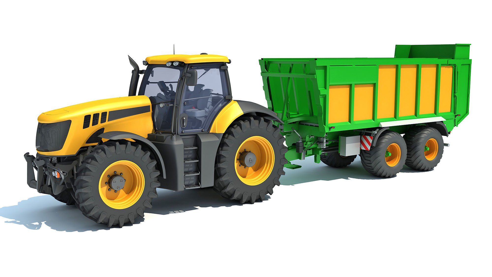 Farm Tractor with Trailer 3D model_1