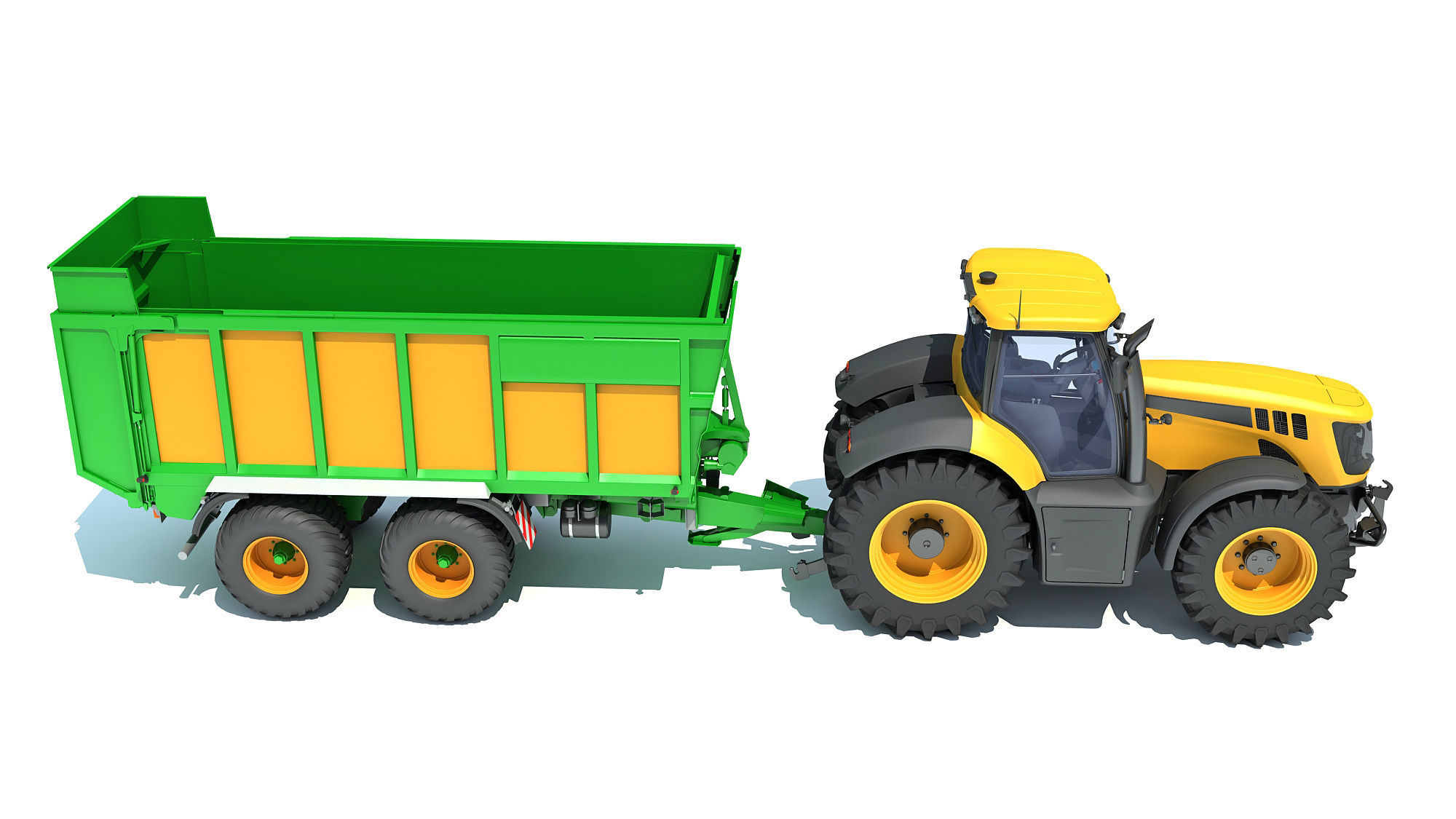 Farm Tractor with Trailer 3D model_9