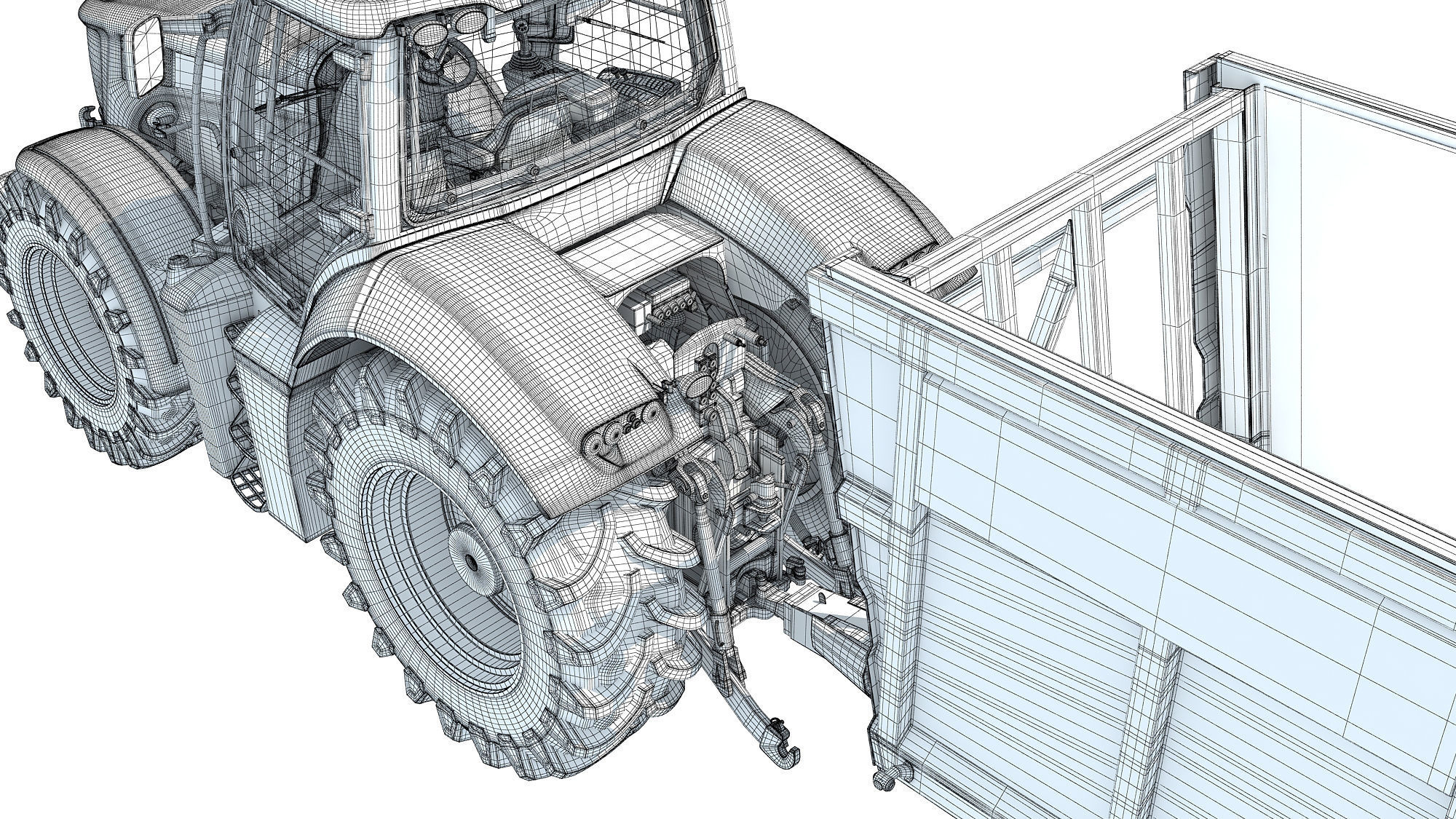 Farm Tractor with Trailer 3D model_20