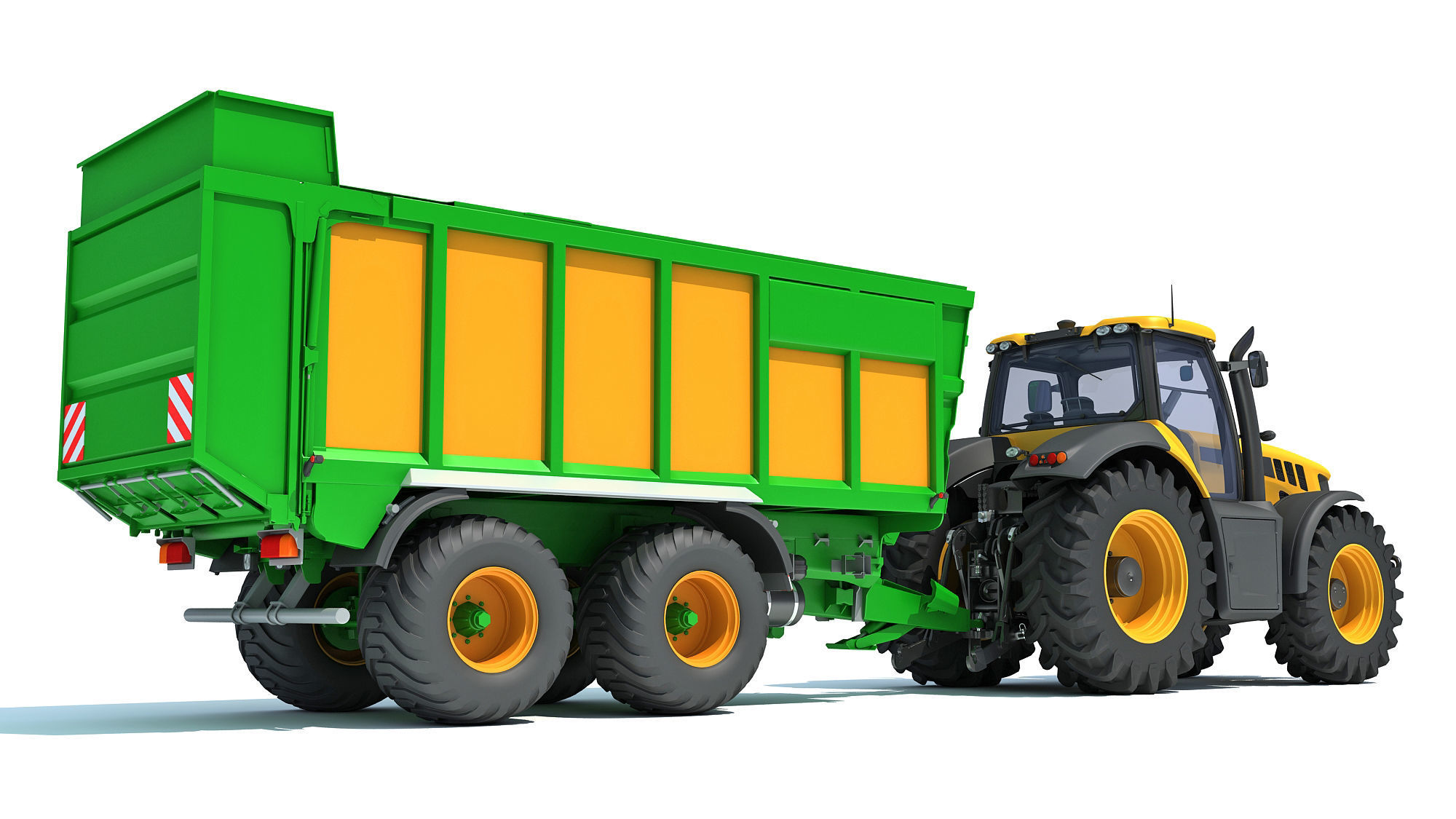 Farm Tractor with Trailer 3D model_7
