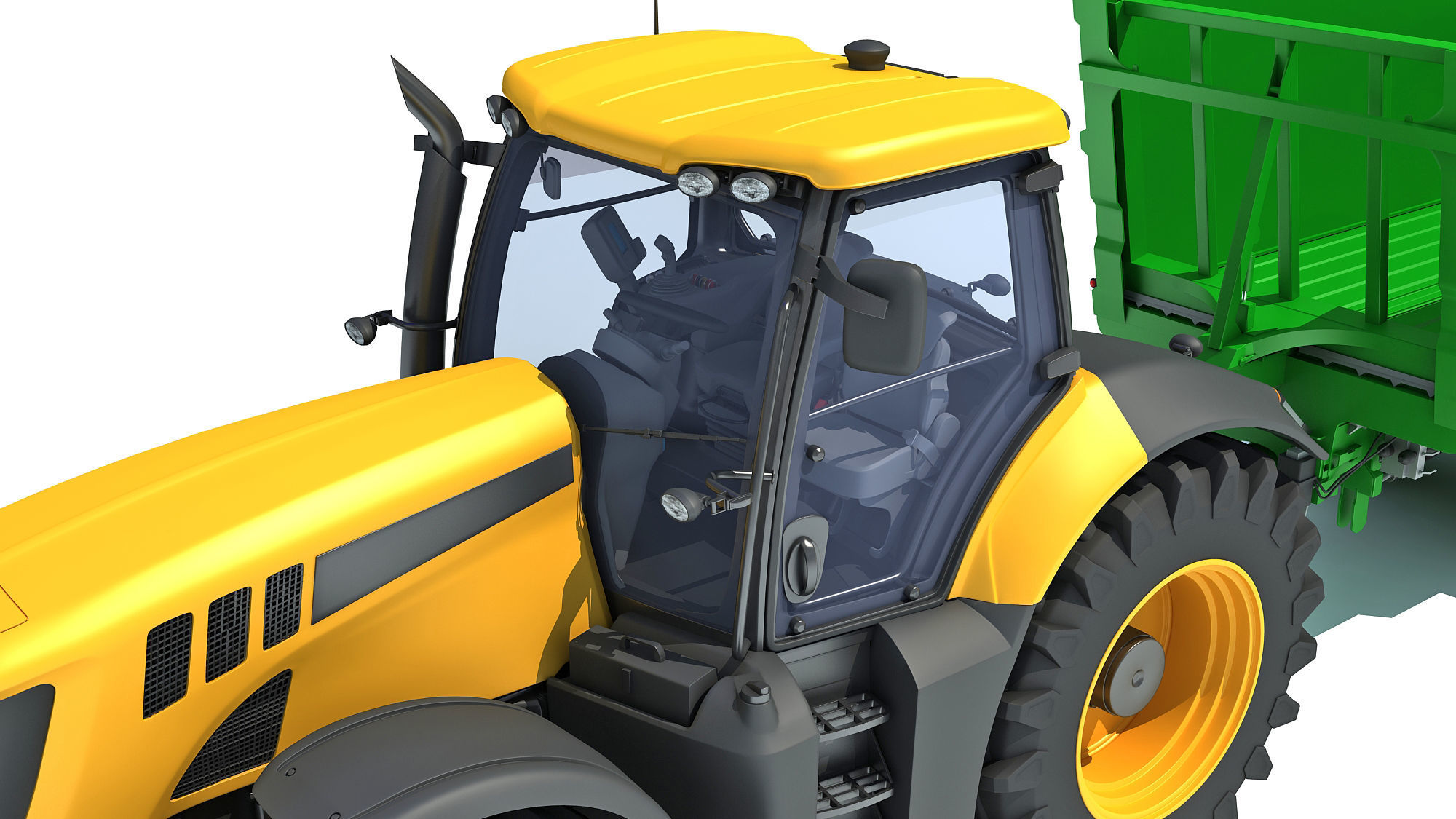 Farm Tractor with Trailer 3D model_13