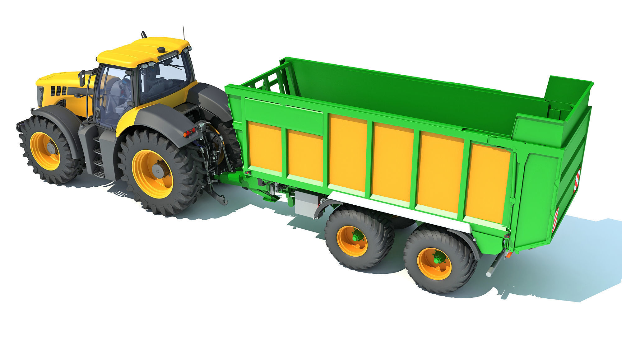 Farm Tractor with Trailer 3D model_3