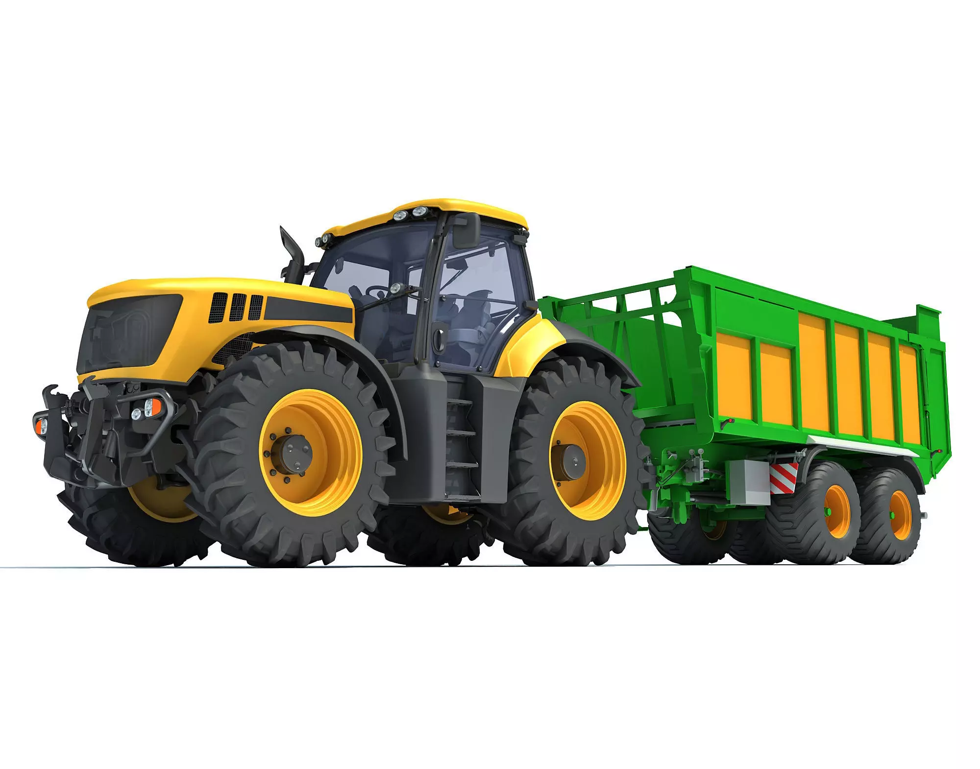 Farm Tractor with Trailer 3D model_0