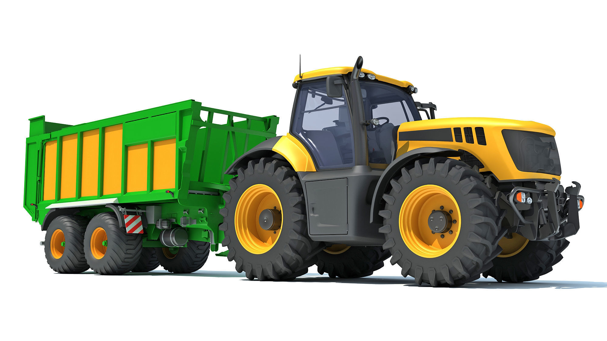 Farm Tractor with Trailer 3D model_10