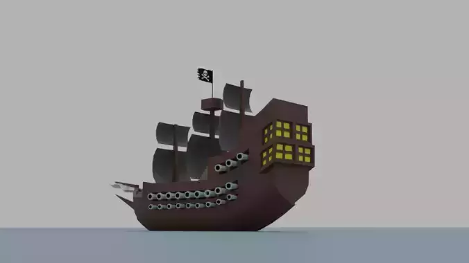 Titanic and Pirate Ship Low-poly 3D model