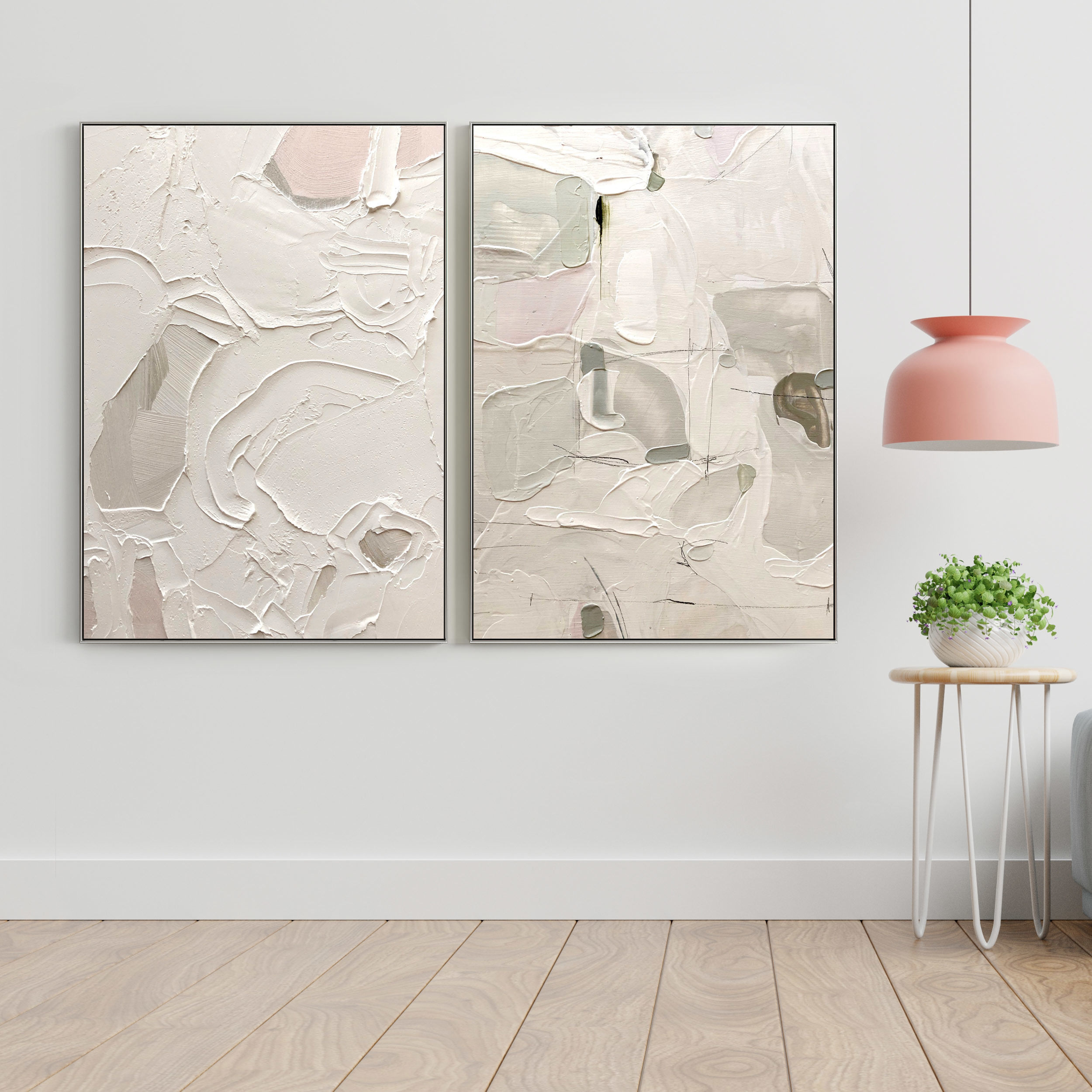 Plaster Two Photo Frame E-22 Low-poly 3D model_2