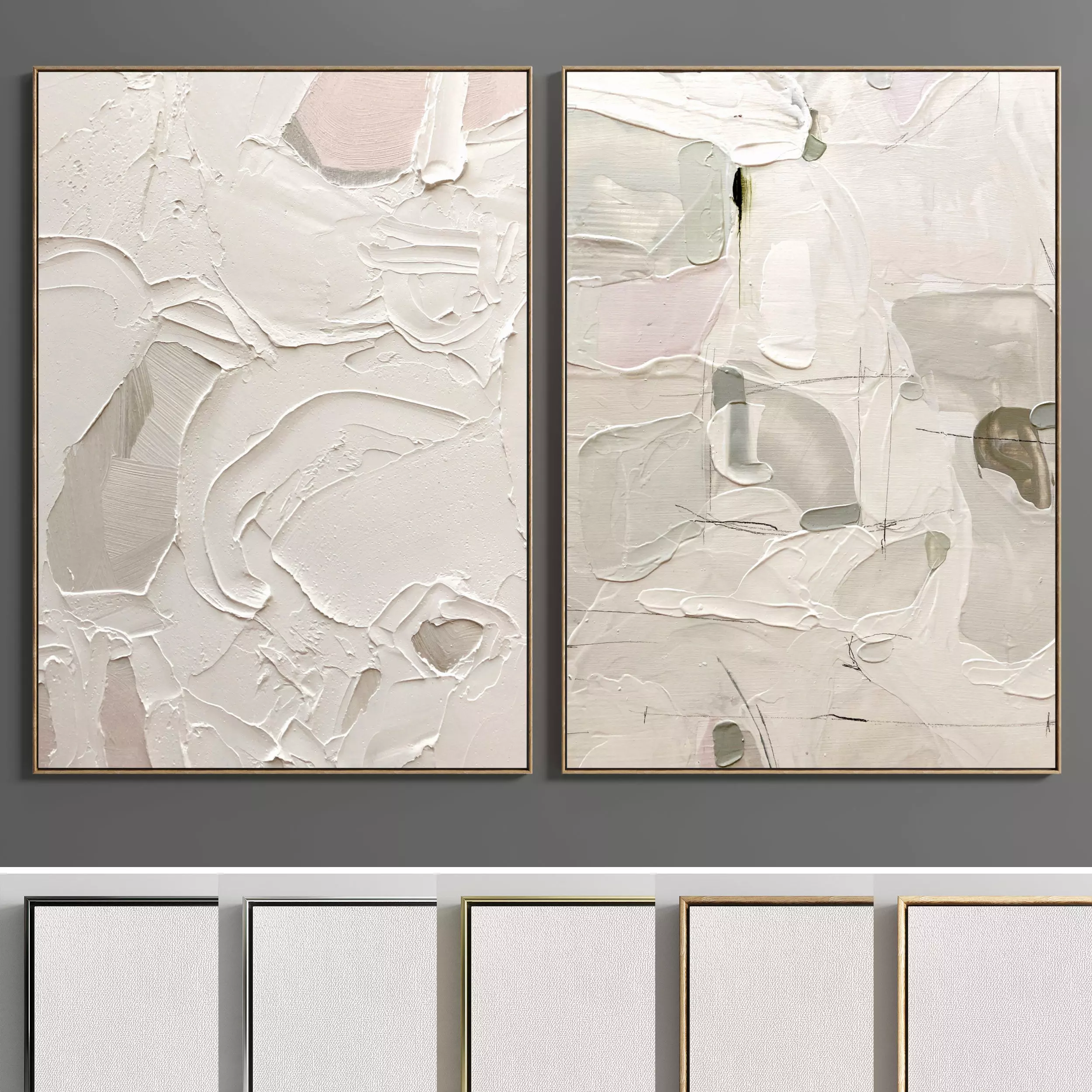 Plaster Two Photo Frame E-22 Low-poly 3D model_0