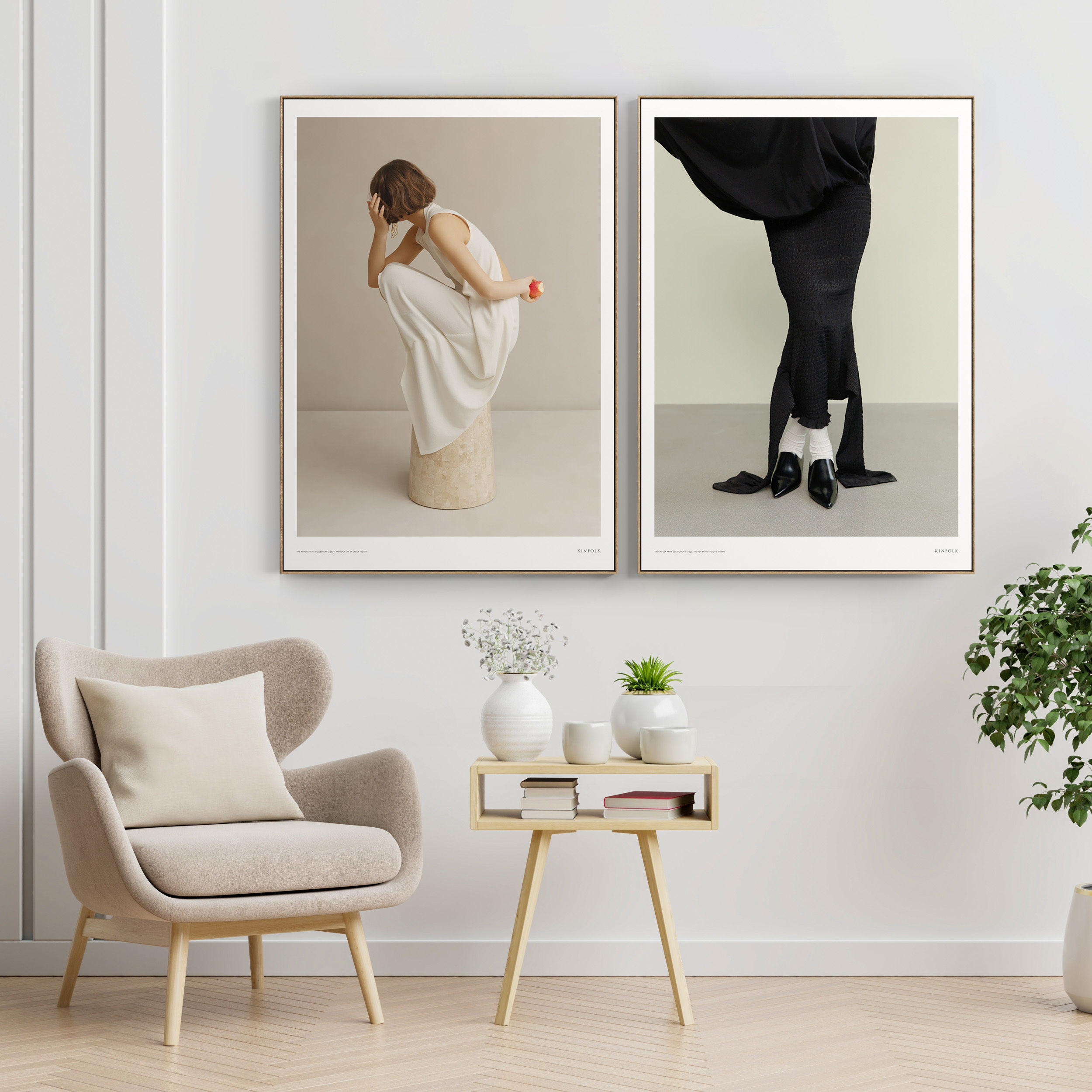 Plaster Two Photo Frame E-23 Low-poly 3D model_2