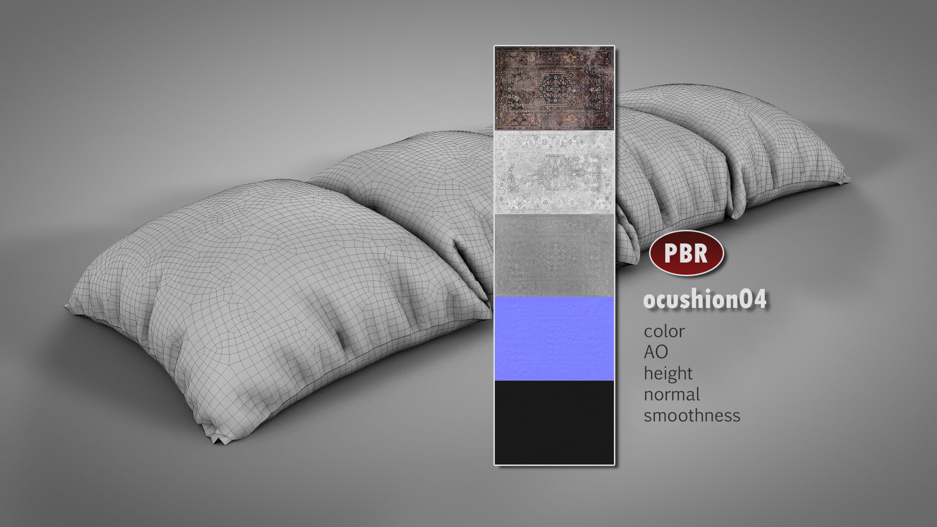 Old Floor Cushions 3D model_9