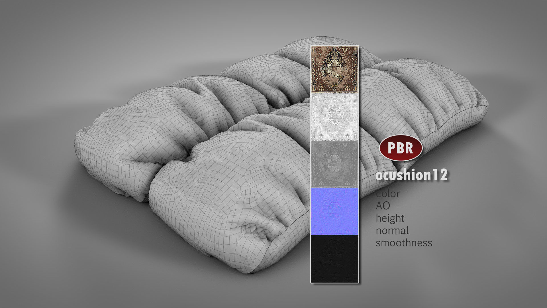 Old Floor Cushions 3D model_25