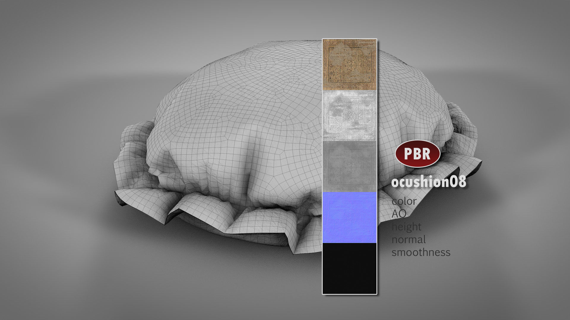 Old Floor Cushions 3D model_17