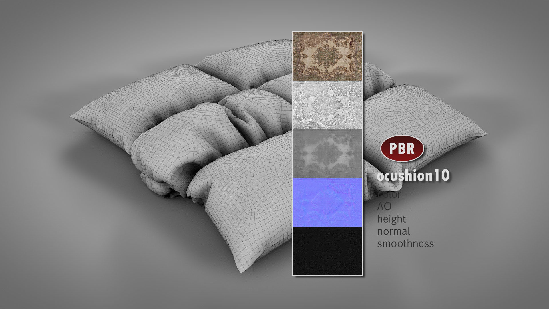 Old Floor Cushions 3D model_21