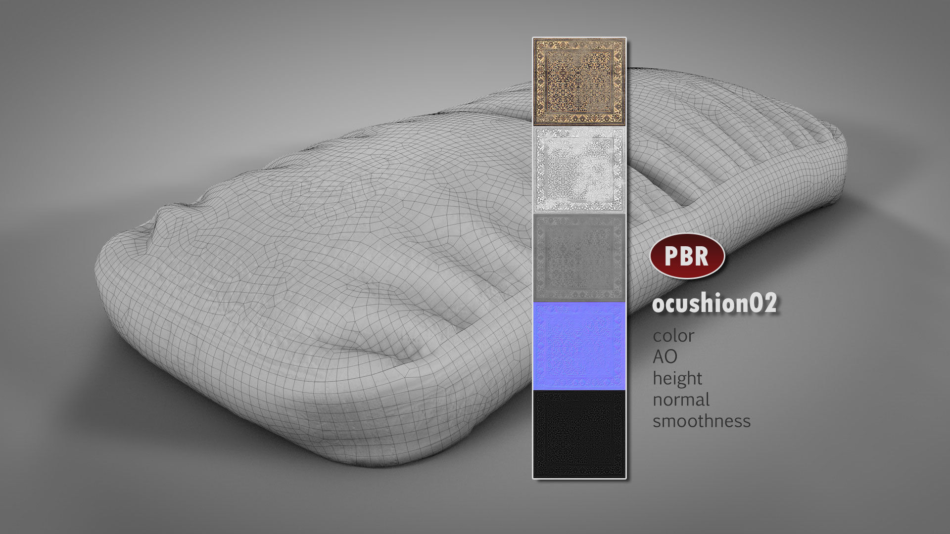 Old Floor Cushions 3D model_5